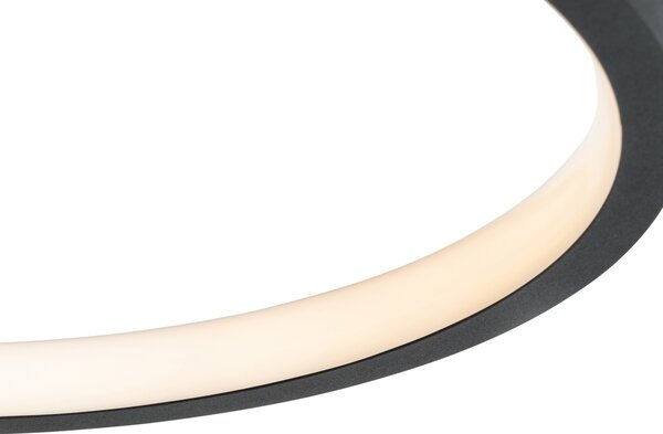 Plafoniera moderna nera con legno incl. LED dimmerabile a 3 livelli - Alec