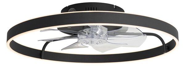 Ventilatore da soffitto nero 70 cm con LED dimmerabile e telecomando - Maddy