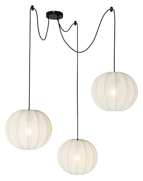 Lampada a sospensione di design bianca in seta 30 cm 3 luci - Plu