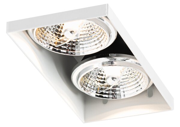 Set di 6 faretti incasso bianchi GU10 70mm 2 luci senza cornice - Oneon