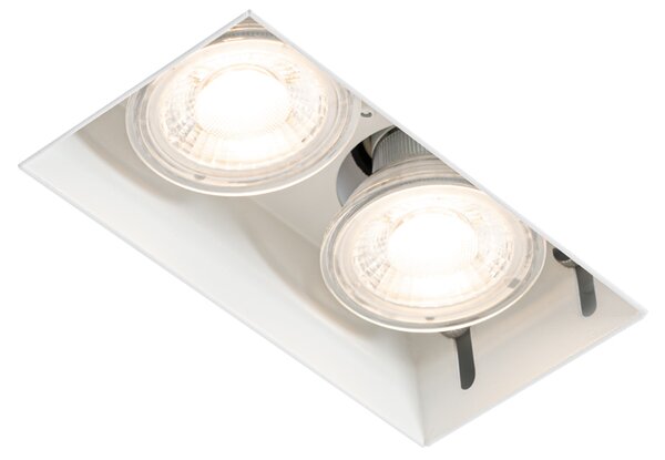 Set di 6 faretti incasso bianchi GU10 50mm 2 luci senza cornice - Oneon