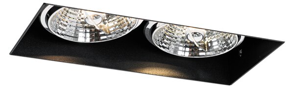 Set di 6 faretti incasso neri GU10 70mm 2 luci senza cornice - Oneon