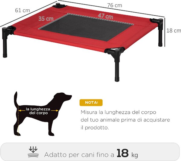 AllMyPets Brandina Cane Cuccia per Cani o Gatti Taglia Medio Piccola Estiva fino a 18kg da e Lettino 76x61x18cm Rosso - 68D04