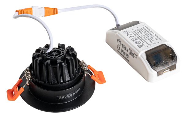 Faretto da incasso nero 6,8 cm con LED 545 lm dimmerabile IP65 - Gaius