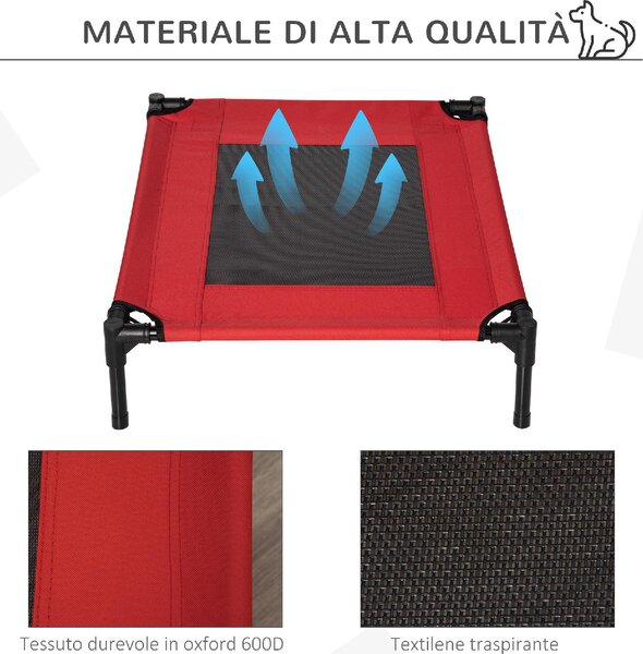 AllMyPets Brandina Cane Cuccia per Cani o Gatti Taglia Medio Piccola Estiva fino a 18kg da e Lettino 76x61x18cm Rosso - 68D04