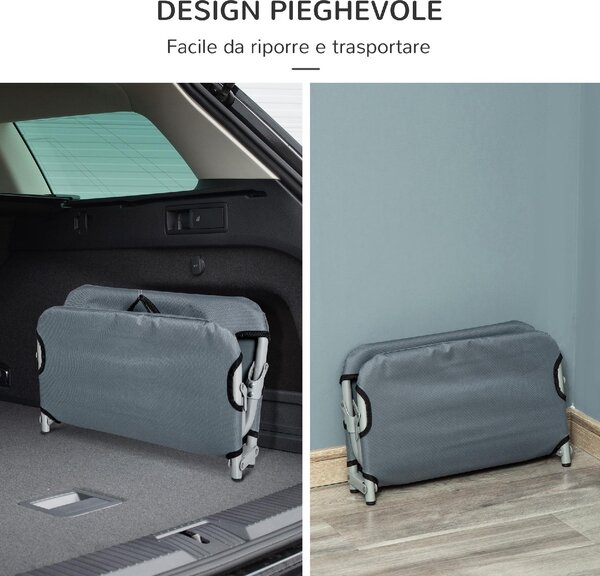 AllMyPets Brandina Cane Cuccia per Cani o Gatti Taglia Piccola Pieghevole in Acciaio e Tessuto Oxford 59x46x15 cm colore Grigio - 101GYD04