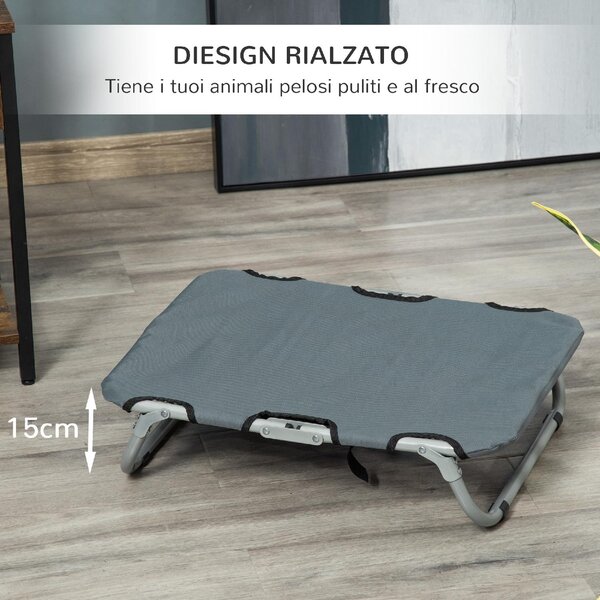AllMyPets Brandina Cane Cuccia per Cani o Gatti Taglia Piccola Pieghevole in Acciaio e Tessuto Oxford 59x46x15 cm colore Grigio - 101GYD04