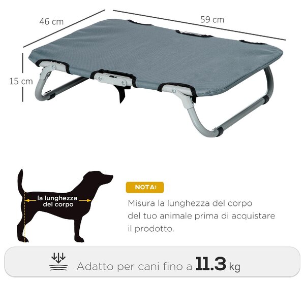 AllMyPets Brandina Cane Cuccia per Cani o Gatti Taglia Piccola Pieghevole in Acciaio e Tessuto Oxford 59x46x15 cm colore Grigio - 101GYD04