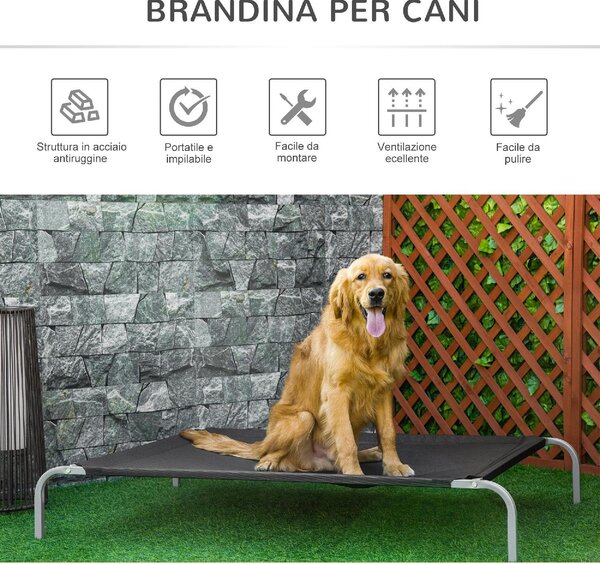 AllMyPets Brandina Cane Cuccia per Cani Taglia Grande Lettino con Tessuto Traspirante 130x90x20cm Nero - 064V03BKD04
