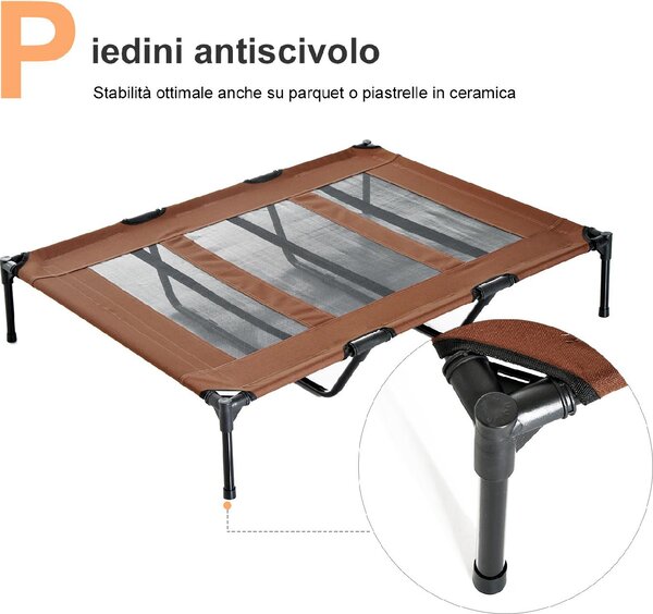 AllMyPets Brandina Cane Cuccia per Cani Taglia Grande Lettino Pieghevole in Metallo e Tessuto Oxford con Sacca di Trasporto 122x92x23cm Marrone e N