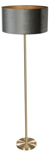 Lampada da terra ottone con paralume in velluto verde 50 cm - Simplo