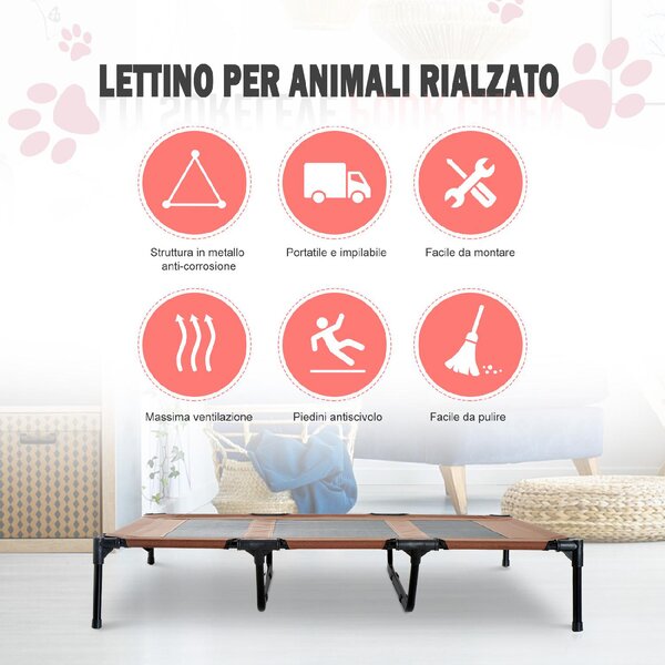 AllMyPets Brandina Cane Cuccia per Cani Taglia Grande Lettino Pieghevole in Metallo e Tessuto Oxford con Sacca di Trasporto 122x92x23cm Marrone e N