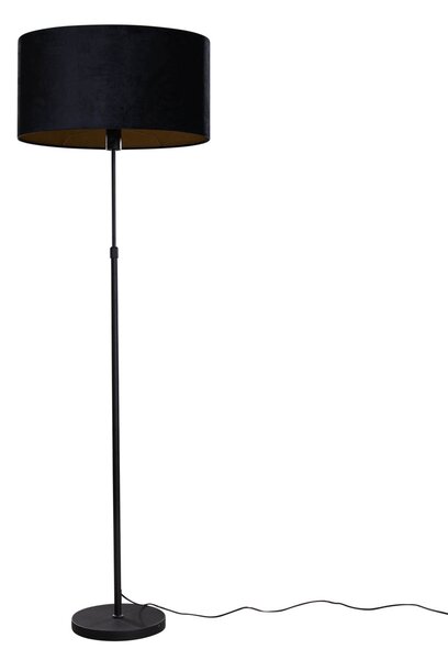 Lampada da Terra Nera con Paralume in Velluto Oval 50cm - Parte