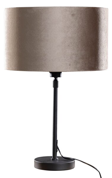 Lampada da Tavolo Nera con Paralume in Velluto Taupe 35cm - Parte