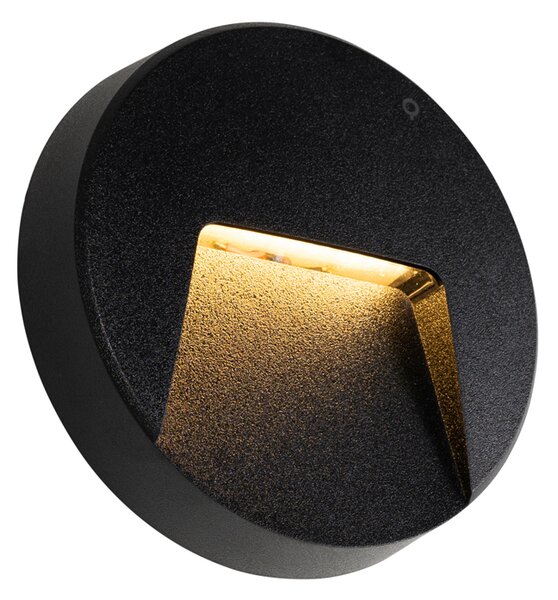 Set di 2 Applique da Esterno Nere Rotonde con LED Integrati IP65 - Gem