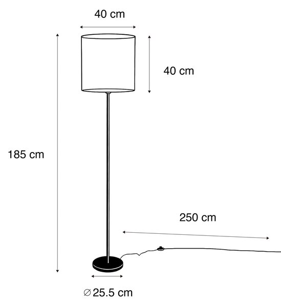 Lampada da Terra Nera con Paralume in Velluto Marrone 40cm - Simplo