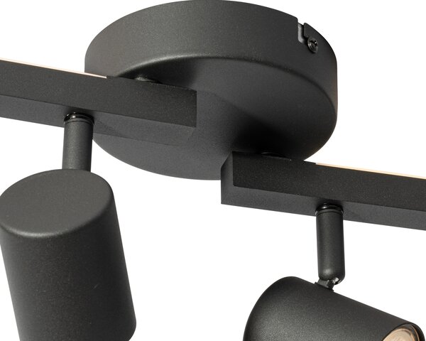 Faretto da soffitto nero GU10 50mm 4 luci con retroilluminazione e interruttore a 3 vie - Back Up