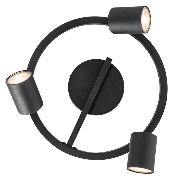 Faretto da soffitto nero GU10 50mm 3 luci rotondo con retroilluminazione e interruttore a 3 vie - Back Up