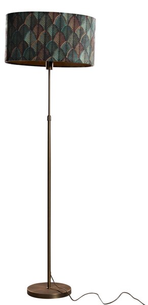 Lampada da terra bronzo con paralume ovale in velluto, motivo a foglie, 50 cm - Parte