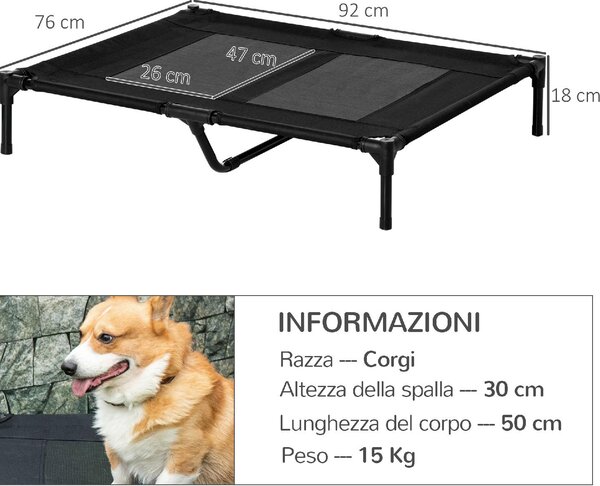 AllMyPets Brandina per Cani Grandi in Metallo e Tessuto Oxford con Borsa di Trasporto 92x76x18 cm colore Nero - 3BKW13F