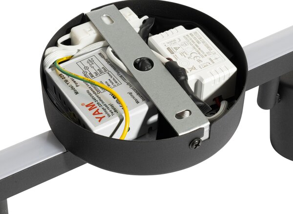 Faretto da soffitto nero GU10 50mm 2-luci con retroilluminazione e interruttore a 3 vie - Back Up