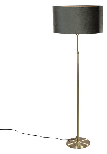 Lampada da terra oro con paralume ovale in velluto verde 50 cm - Parte