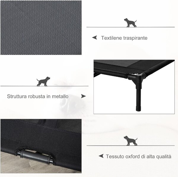 AllMyPets Brandina per Cani Grandi in Metallo e Tessuto Oxford con Borsa di Trasporto 92x76x18 cm colore Nero - 3BKW13F