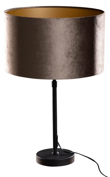 Lampada da tavolo nera con paralume in velluto marrone 35 cm - Parte