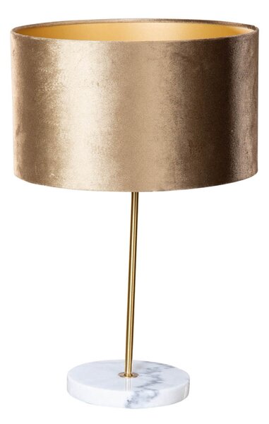 Lampada da tavolo ottone con paralume in velluto marrone 35 cm - Kaso