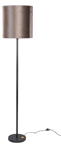 Lampada da Terra Nera con Paralume in Velluto Marrone 40cm - Simplo