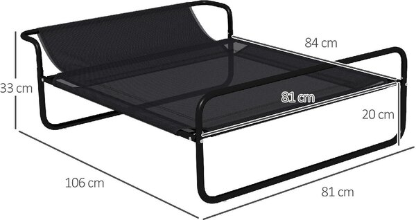 AllMyPets Brandina per Cani Medi Rialzata con Poggiatesta da Interno ed Esterno 106x81x33 cm colore Nero