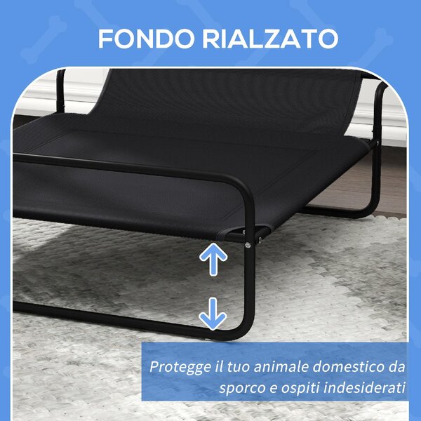 AllMyPets Brandina per Cani Medi Rialzata con Poggiatesta da Interno ed Esterno 106x81x33 cm colore Nero