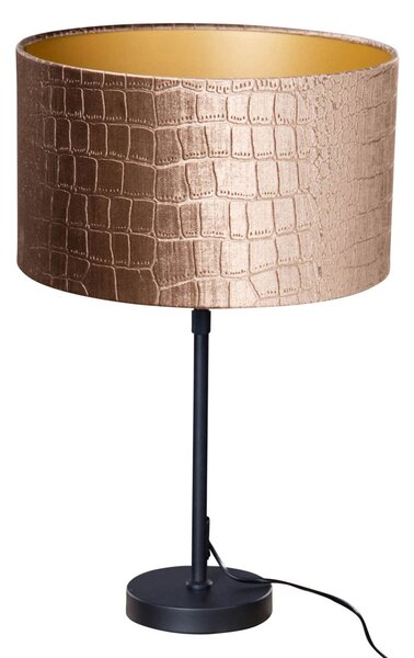 Lampada da Tavolo Nera con Paralume in Velluto, Design Coccodrilli 35cm - Parte
