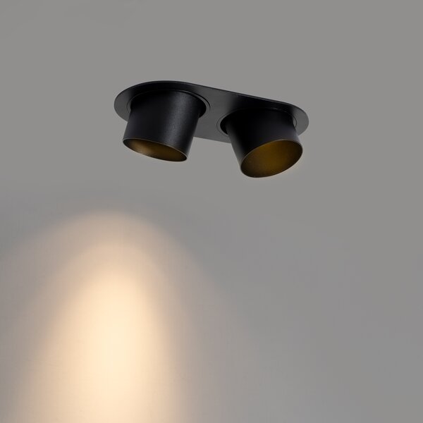 Faretto da incasso rotondo nero GU10 70 mm orientabile 2 luci - Installa
