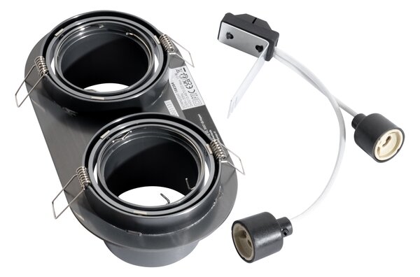 Set di 6 faretti da incasso color canna di fucile GU10 70mm orientabili a 2 luci - Installa