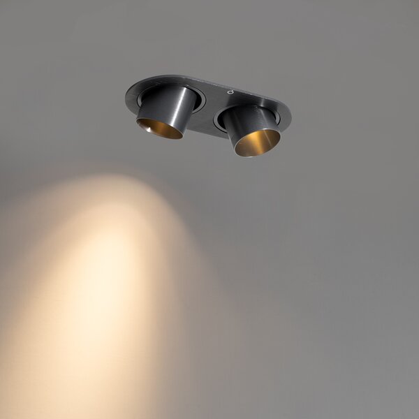 Faretto da incasso rotondo colore canna di fucile GU10 35 mm orientabile 2 luci - Installa