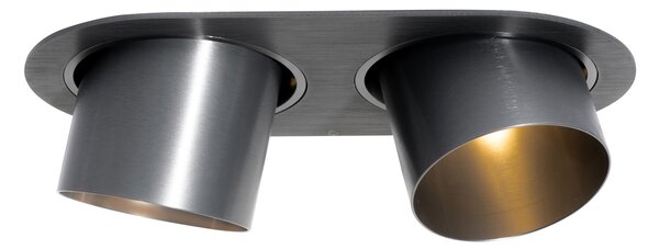 Set di 6 faretti da incasso color canna di fucile GU10 70mm orientabili a 2 luci - Installa