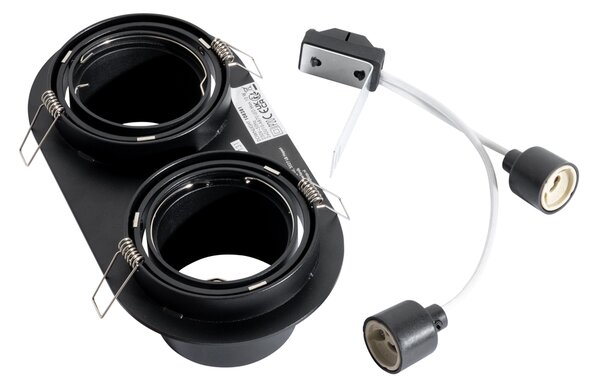 Set di 6 faretti da incasso neri GU10 70mm orientabili a 2 luci - Installa