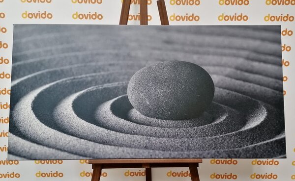 Stampa su tela – Pietra meditativa in bianco e nero