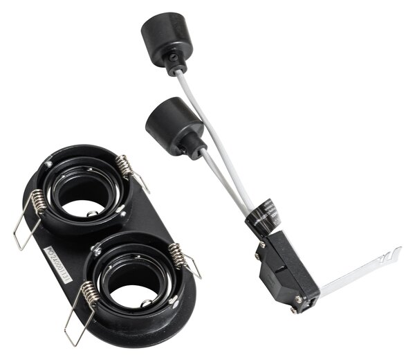 Set di 6 faretti da incasso neri GU10 35mm orientabili a 2 luci - Installa
