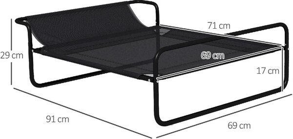 AllMyPets Brandina per Cani Piccoli e Medi Rialzata con Poggiatesta da Esterno 91x69x29 cm colore Nero