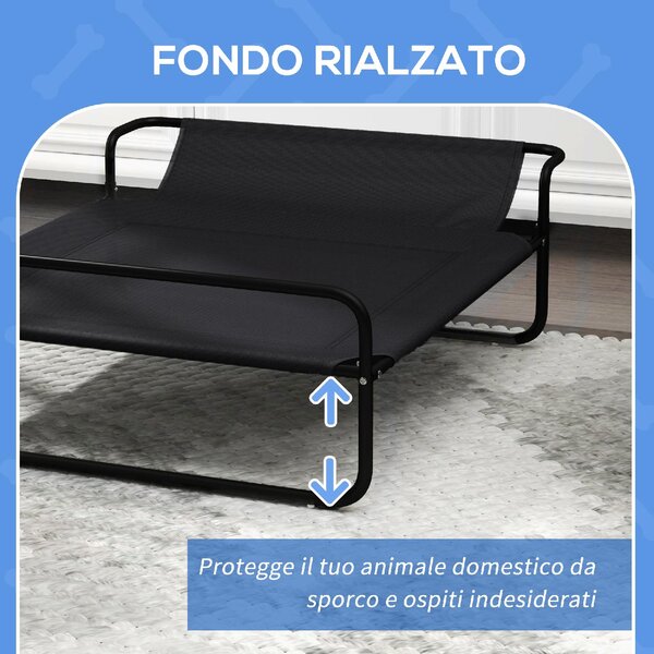 AllMyPets Brandina per Cani Piccoli e Medi Rialzata con Poggiatesta da Esterno 91x69x29 cm colore Nero