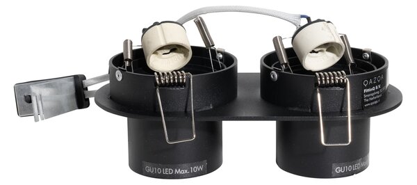 Set di 6 faretti da incasso neri GU10 50mm 2 luci - Installa