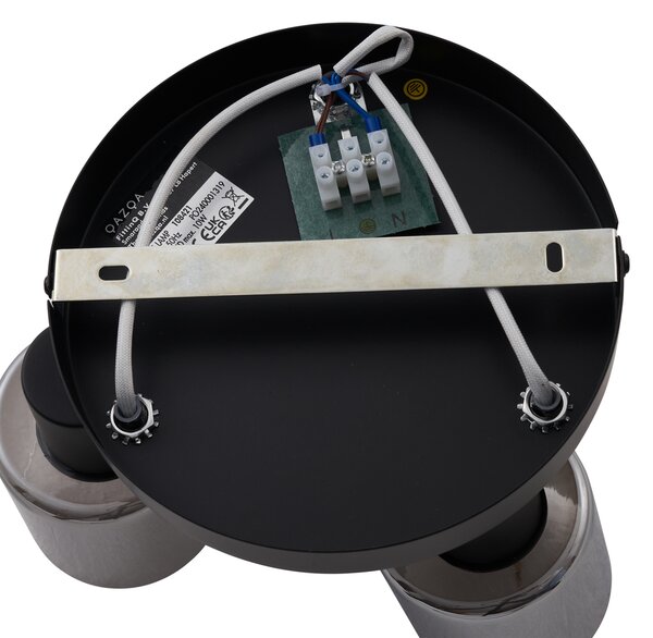 Plafoniera moderna nera con vetro fumé rotonda a 3 luci - Cilin
