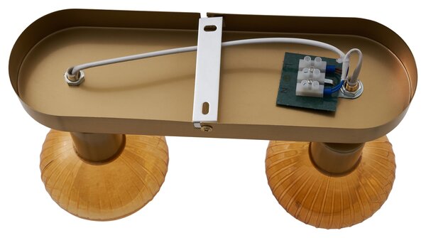 Faretto da soffitto rotondo oro con vetro ambra 2 luci - Teddy
