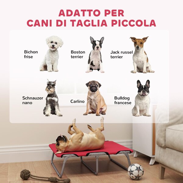 AllMyPets Brandina per Cani Piccoli Pieghevole per Interno ed Esterno Metallo e Tessuto Oxford 71x58x20 cm colore Rosso - K585RD