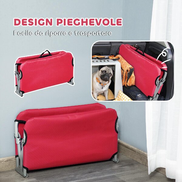 AllMyPets Brandina per Cani Piccoli Pieghevole per Interno ed Esterno Metallo e Tessuto Oxford 71x58x20 cm colore Rosso - K585RD