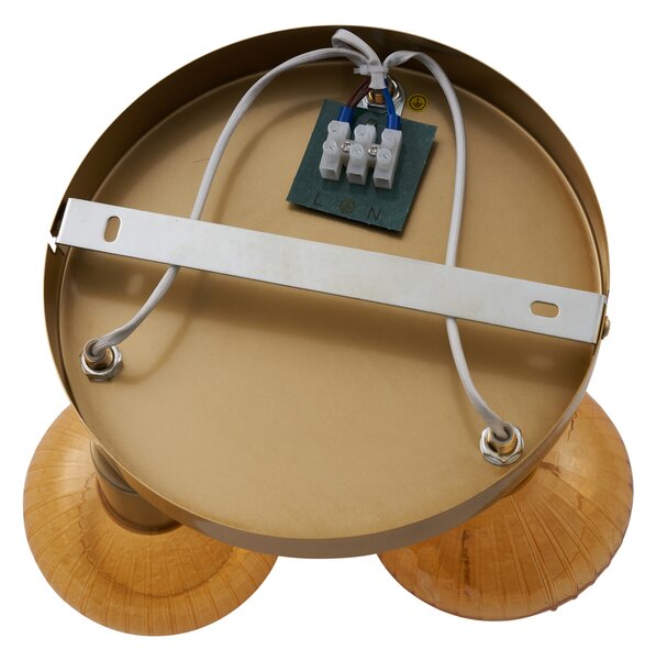 Faretto da soffitto moderno oro con vetro ambra rotondo 3 luci - Teddy