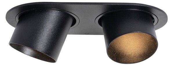 Set di 6 faretti da incasso neri GU10 50mm 2 luci - Installa