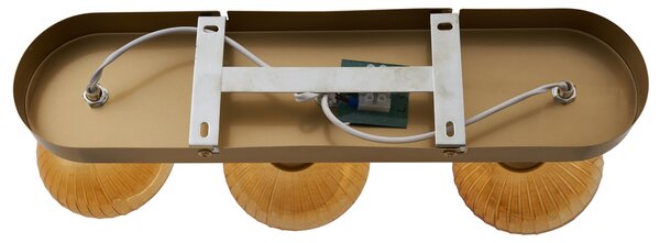 Faretto da soffitto rotondo oro con vetro ambra 3 luci - Teddy